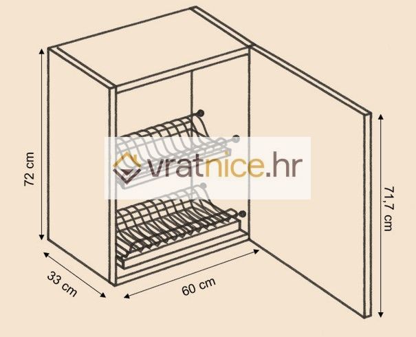 Vratnice.hr GORNJI ELEMENT 60/72 SA OCJEĐIVAČEM TANJURA BEŽ
