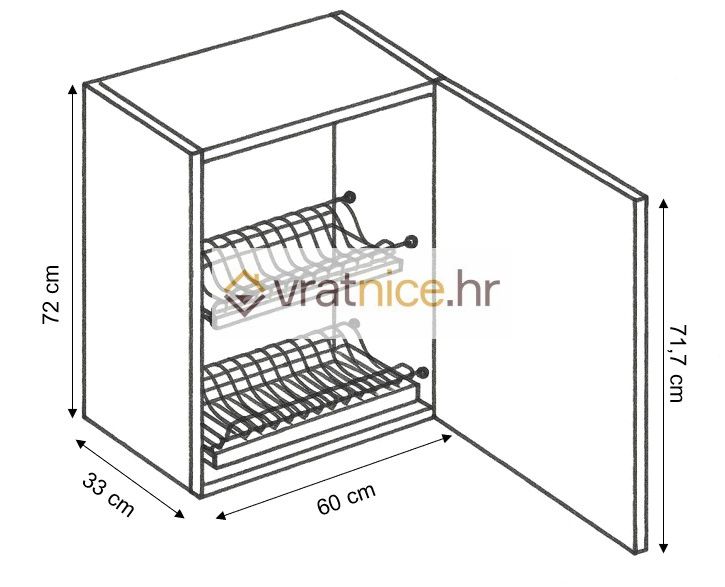 Vratnice.hr GORNJI ELEMENT 60/72 SA OCJEĐIVAČEM TANJURA BIJELI