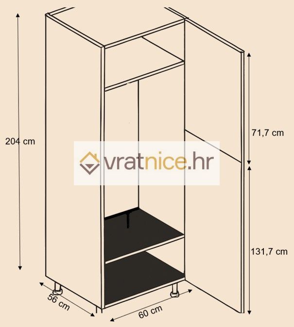 Vratnice.hr VISOKI ELEMENT 60/204 2V HLAD/ZAMRZ 230lt BEŽ