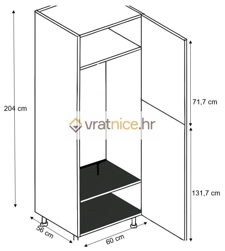 Vratnice.hr VISOKI ELEMENT 60/204 2V HLAD/ZAMRZ 230lt BIJELI