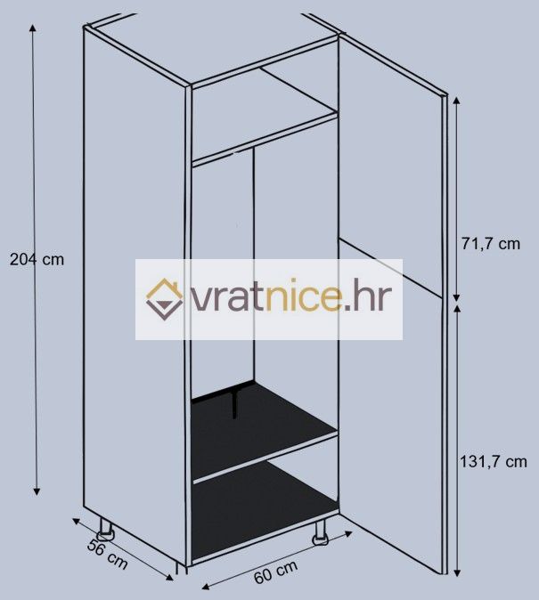 Vratnice.hr VISOKI ELEMENT 60/204 2V HLAD/ZAMRZ 230lt SIVI