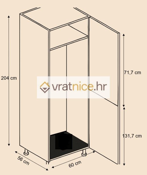 Vratnice.hr VISOKI ELEMENT 60/204 2V KOMBINIRANI HLADNJAK 300lt BEŽ