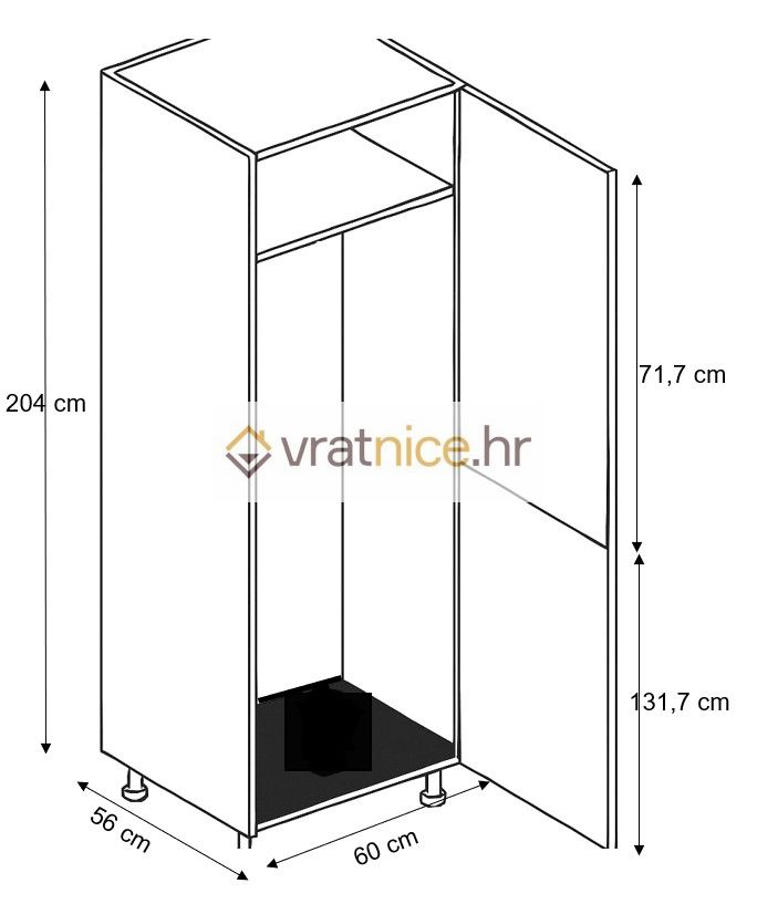 Vratnice.hr VISOKI ELEMENT 60/204 2V KOMBINIRANI HLADNJAK 300lt BIJELI