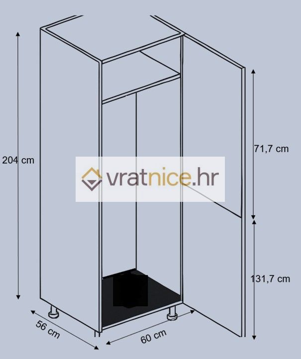 Vratnice.hr VISOKI ELEMENT 60/204 2V KOMBINIRANI HLADNJAK 300lt SIVI
